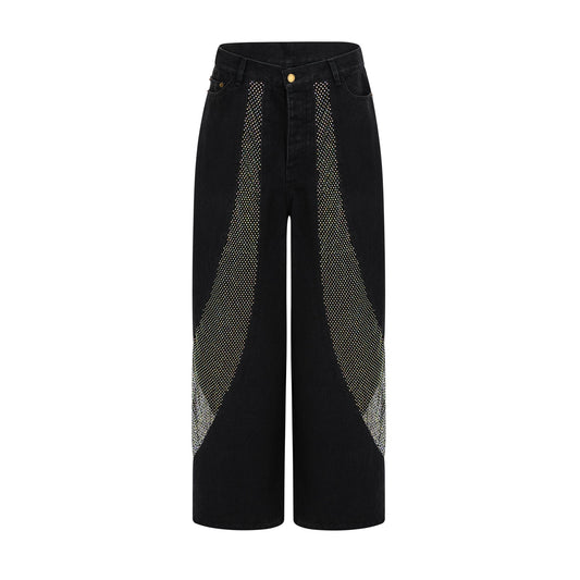 Thérèse mesh-panel wide-leg jeans