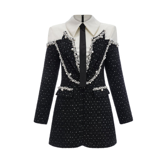 Éléonore faux-pearl tweed mini dress