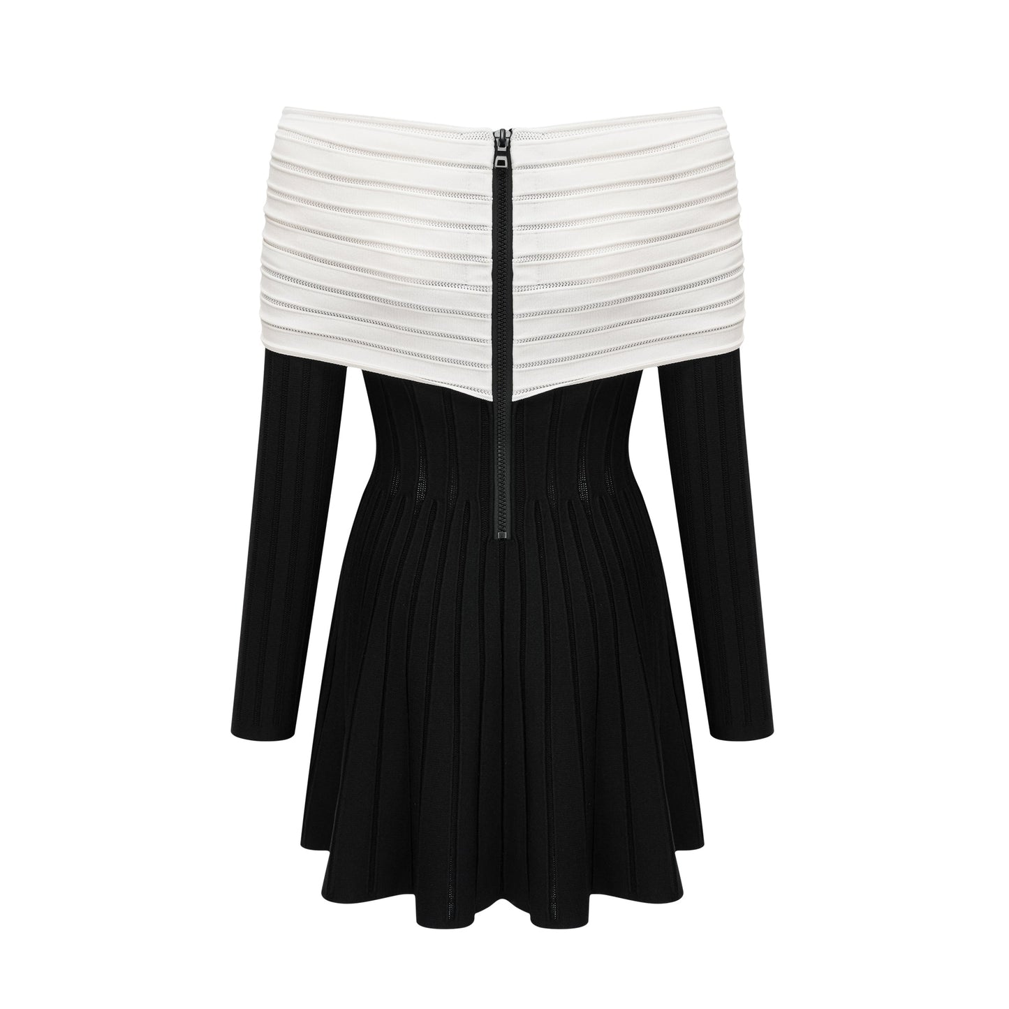 Justine black off-shoulder bow knit mini dress (US Only)