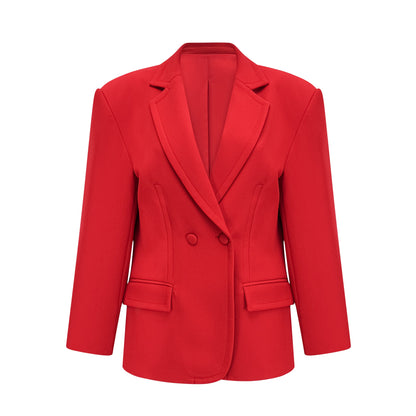 Coline red hourglass double-breasted blazer