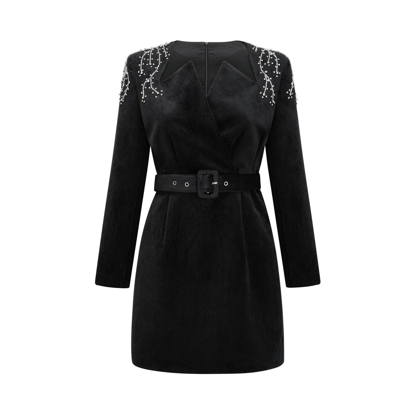 Émilie black crystal-embellished velvet mini dress (US Only)
