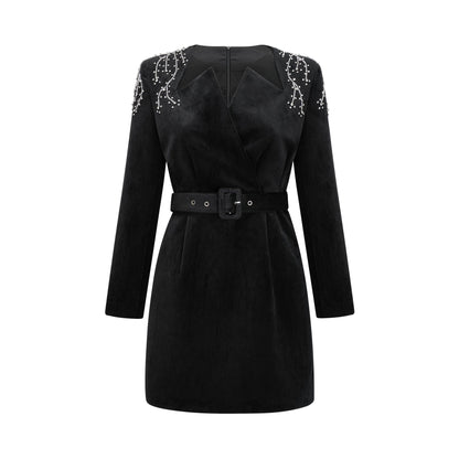 Émilie black crystal-embellished velvet mini dress (US Only)