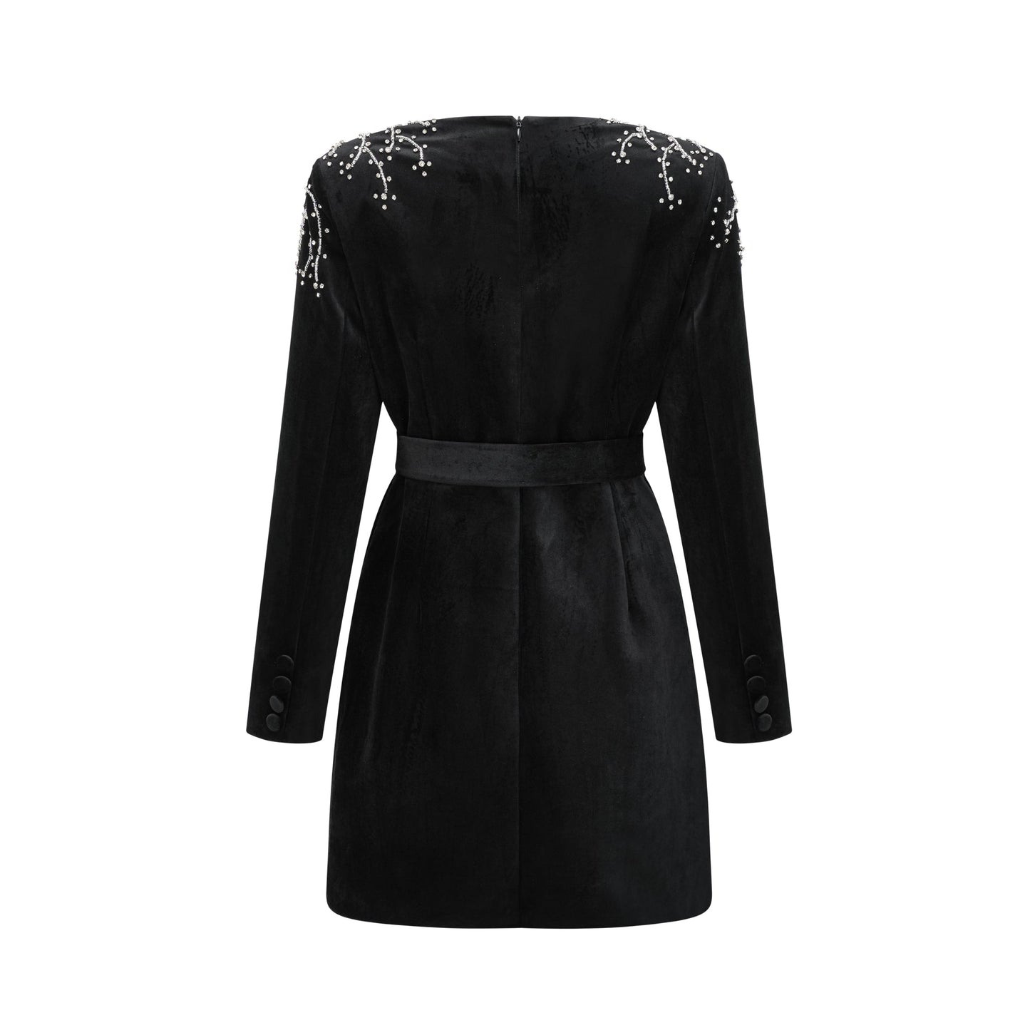 Émilie black crystal-embellished velvet mini dress (US Only)
