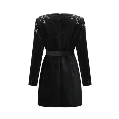 Émilie black crystal-embellished velvet mini dress (US Only)
