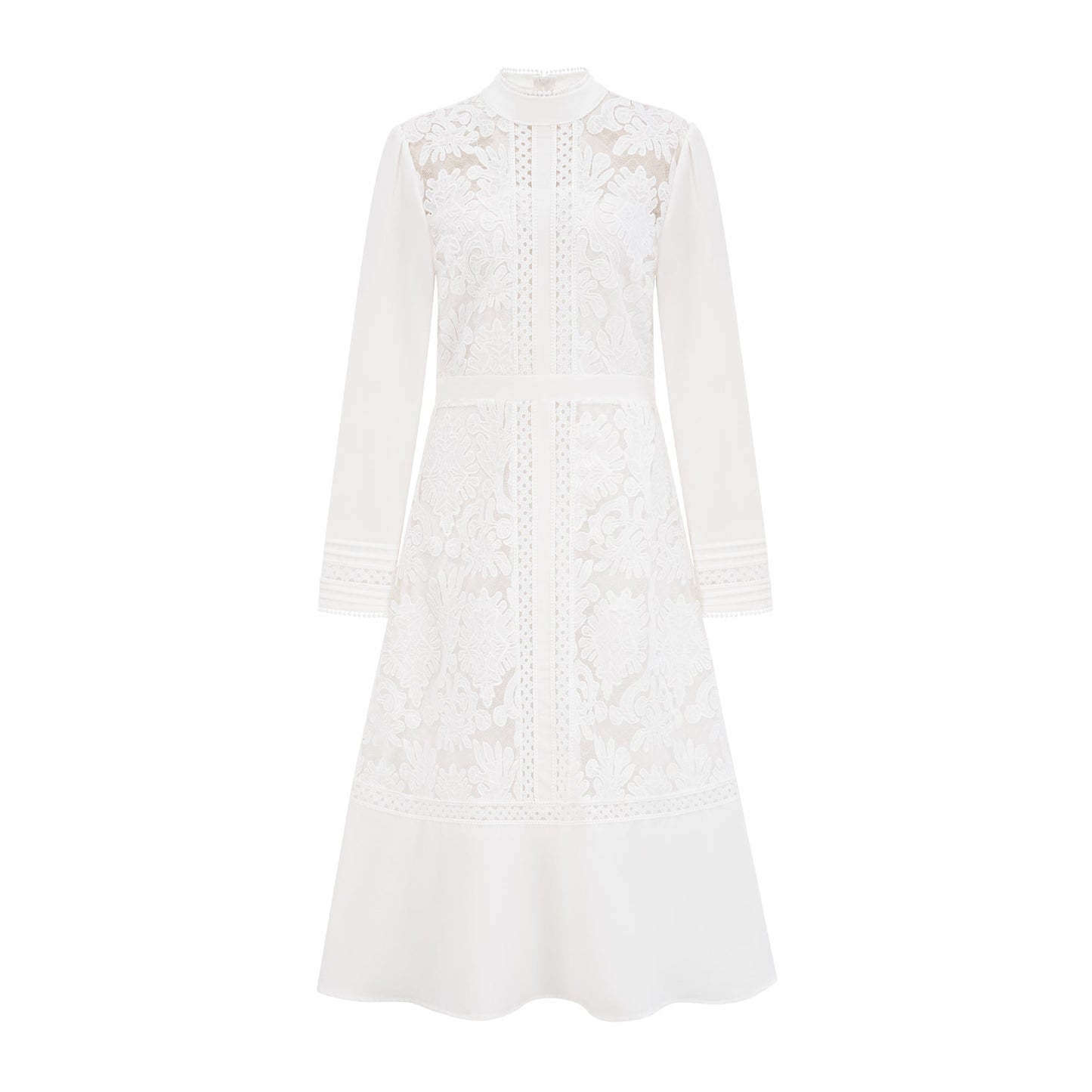 Madeleine white panelled embroidery midi dress