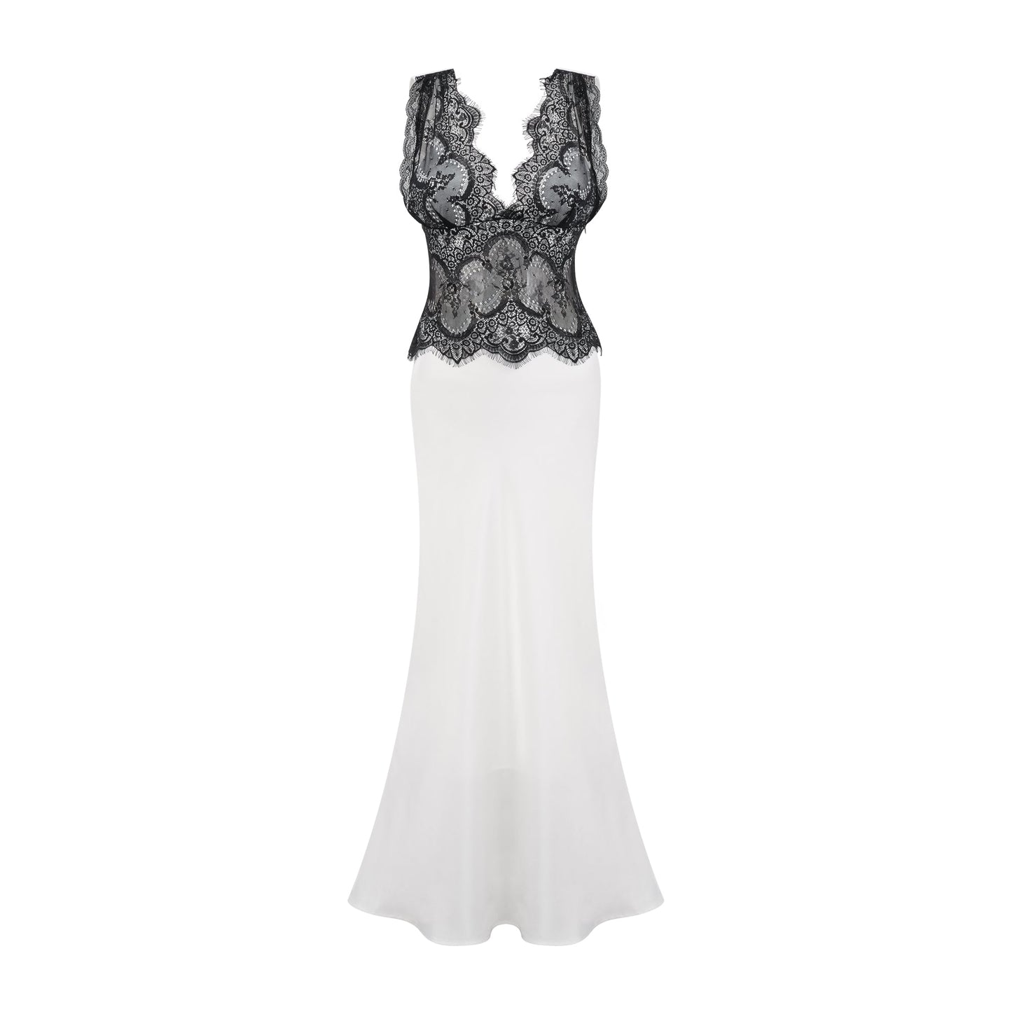Éléonore contrast-color lace-detail maxi dress