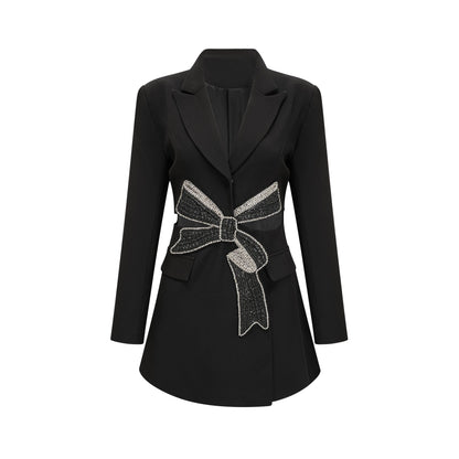 Justine black bowknot cut-out blazer