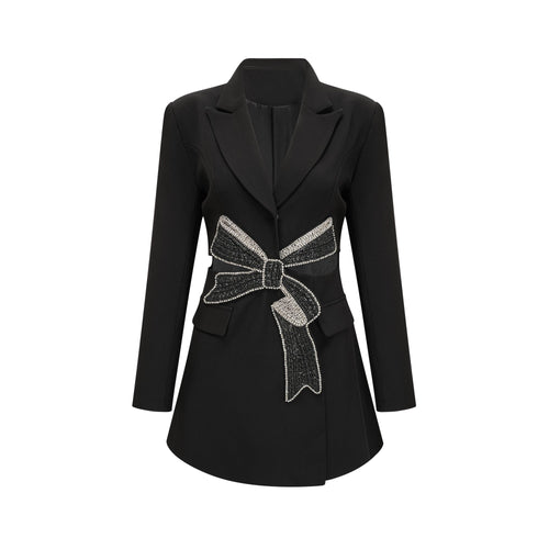 Justine black bowknot cut-out blazer
