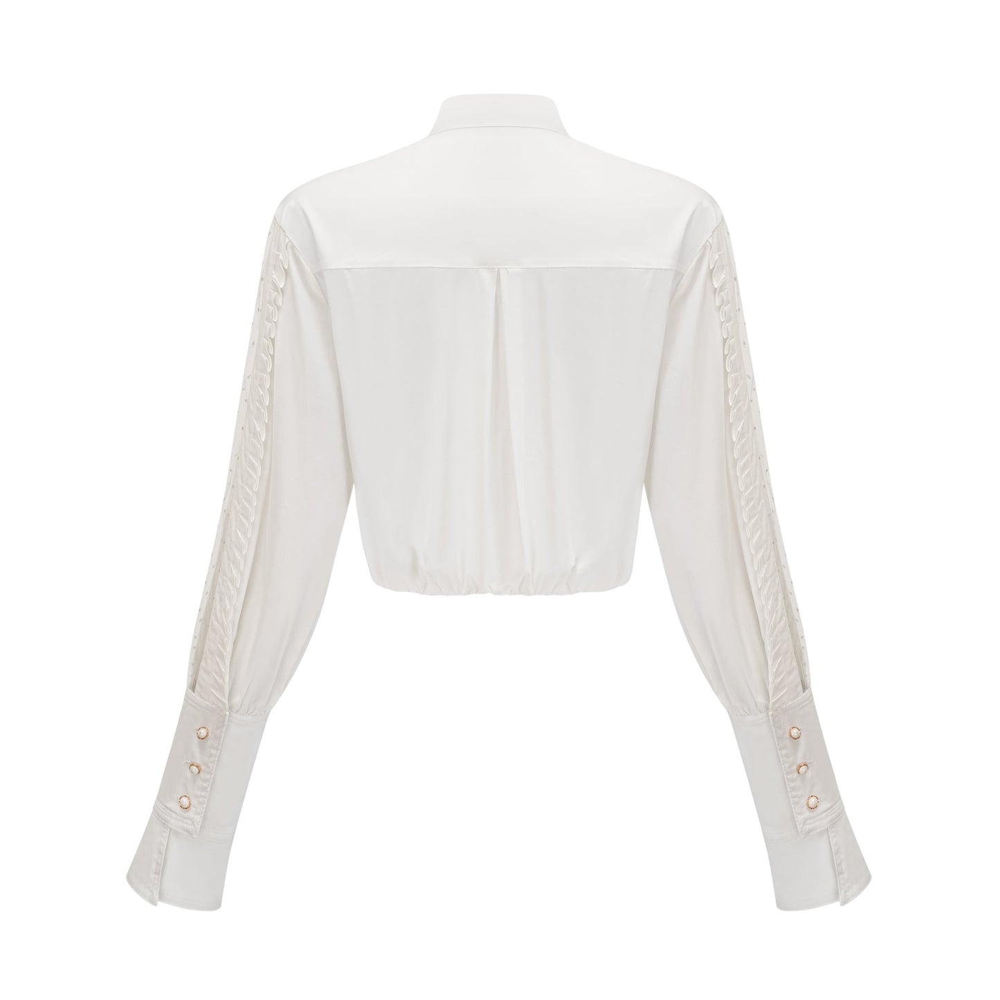 Céleste white pleated scarf-collar shirt