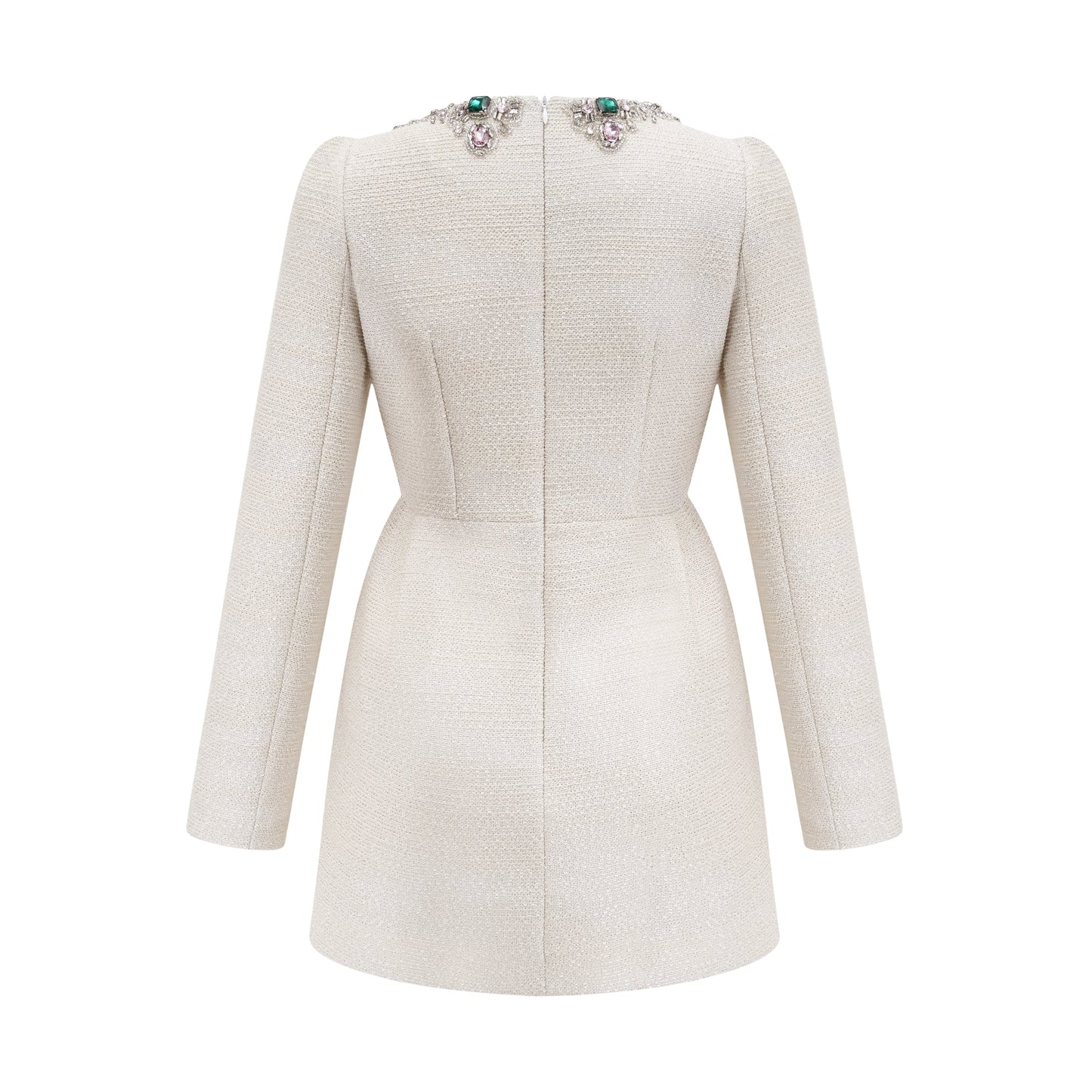 Pauline white tweed bead-embellished mini dress