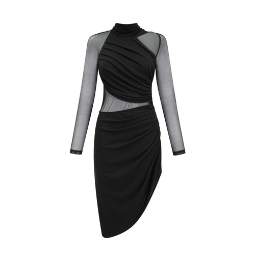 Clarisse semi-sheer ruched midi dress (US Only)