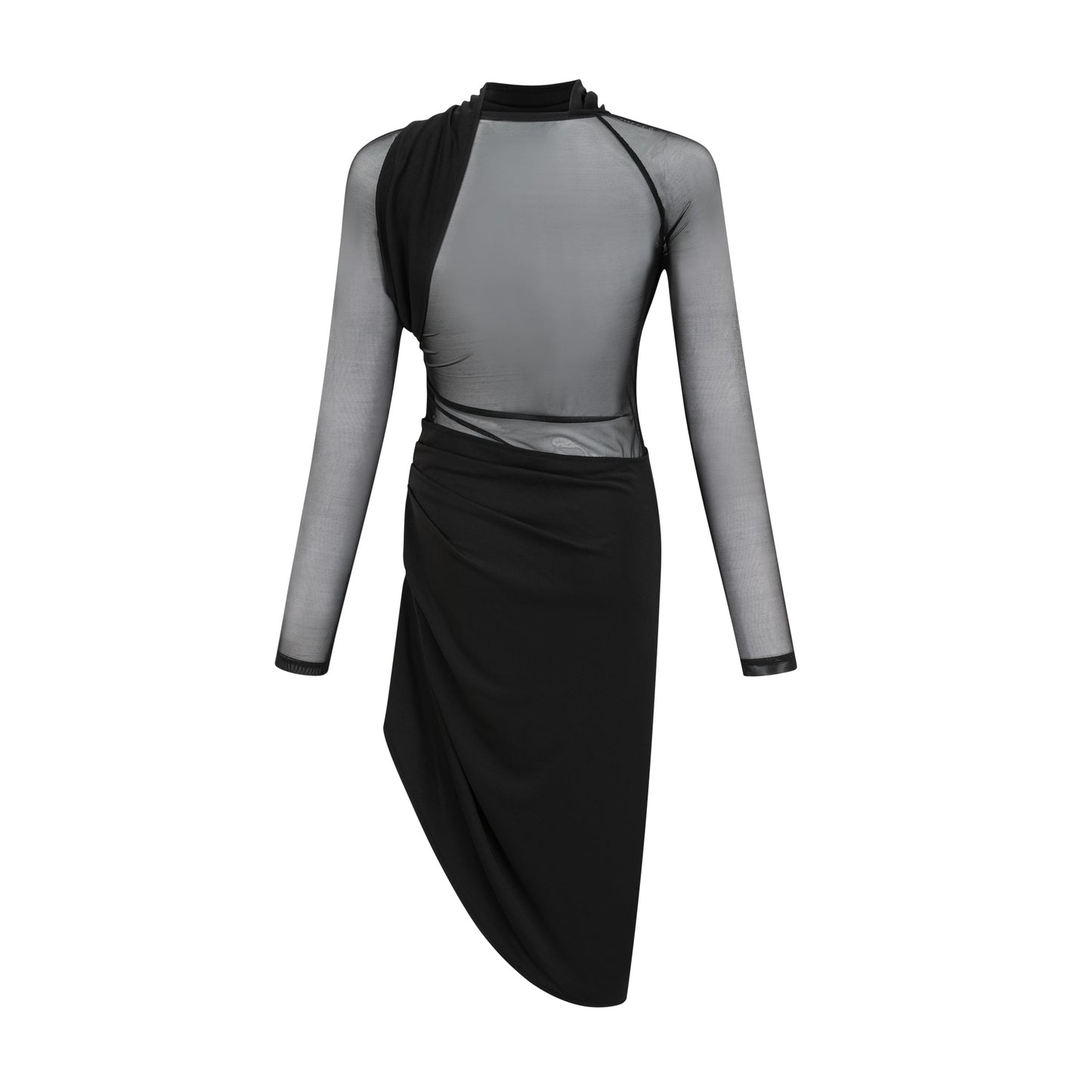 Clarisse semi-sheer ruched midi dress (US Only)