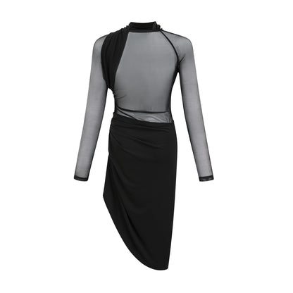 Clarisse semi-sheer ruched midi dress (US Only)