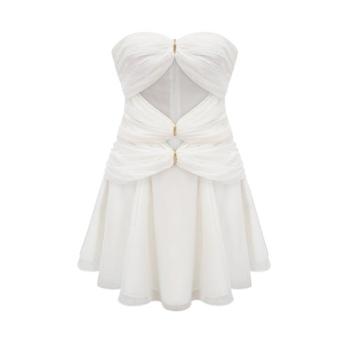 Émilienne cut-out pleated off-shoulder mini dress
