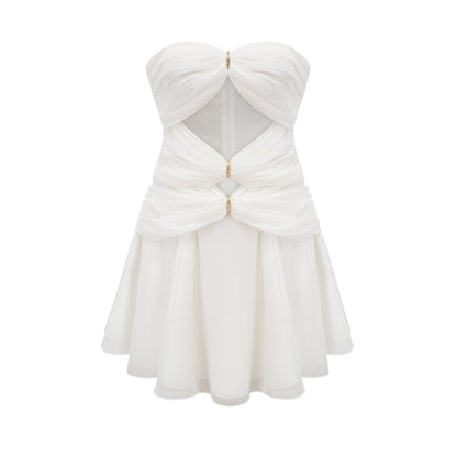 Émilienne cut-out pleated off-shoulder mini dress