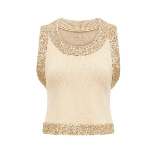 Cyrielle wool sequined embellished vest top