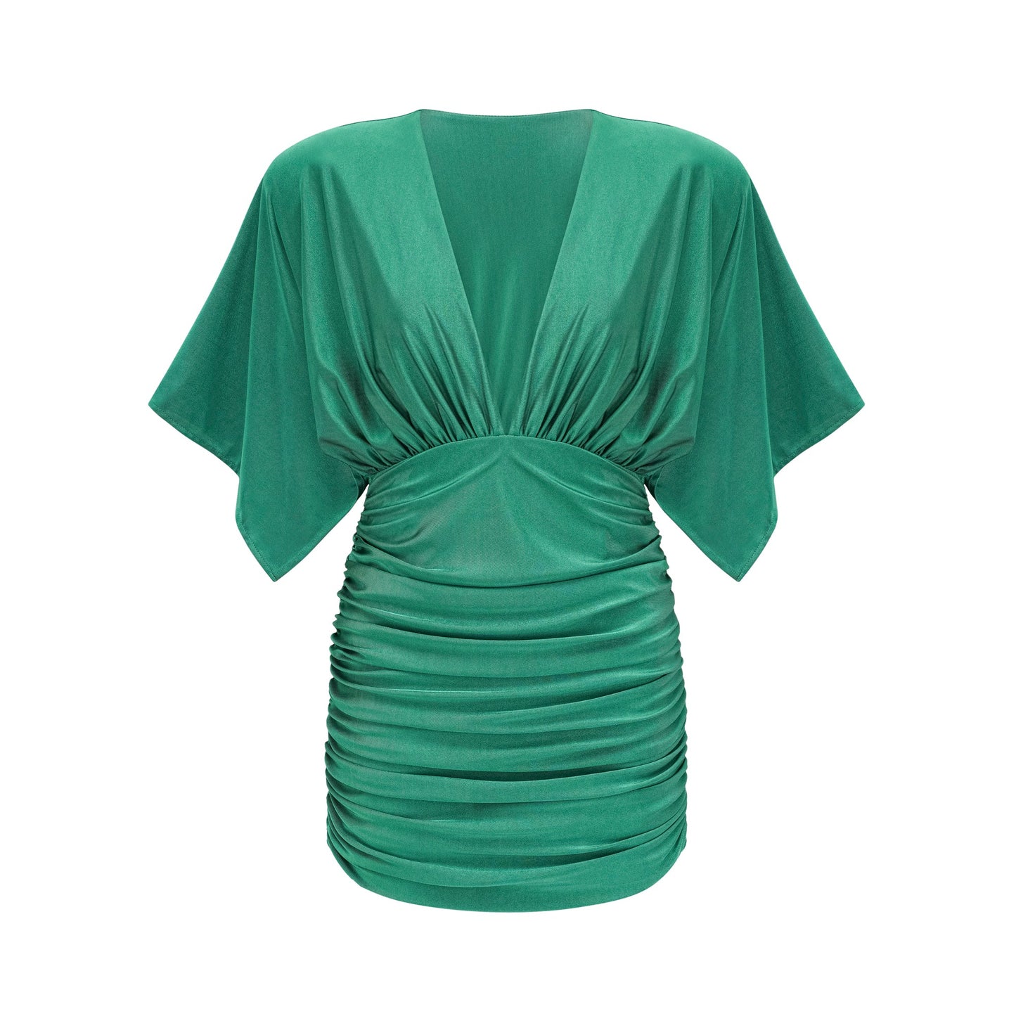 Yvette ruched V-neck mini dress