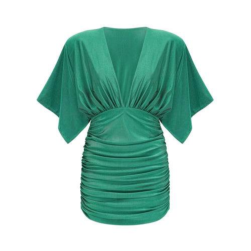 Yvette ruched V-neck mini dress