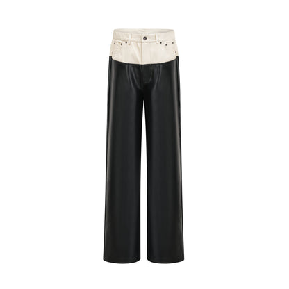 Clotilde contrast-color leather trousers