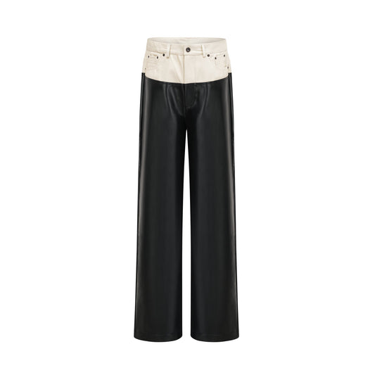 Clotilde contrast-color leather trousers