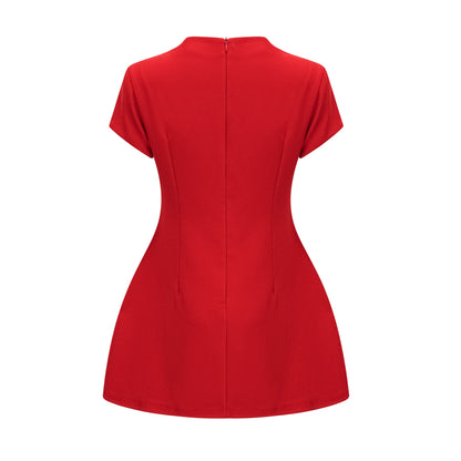 Esther red cap-sleeve mini dress
