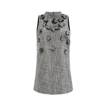 Nadège faux-flower sleeveless mini dress