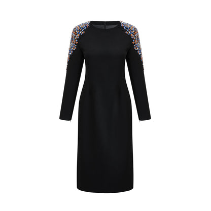 Maëlys black crystal-embellished midi dress