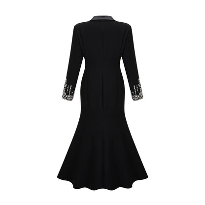 Diane black embellished maxi blazer dress