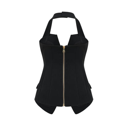 Harper tailored double-breasted halterneck top