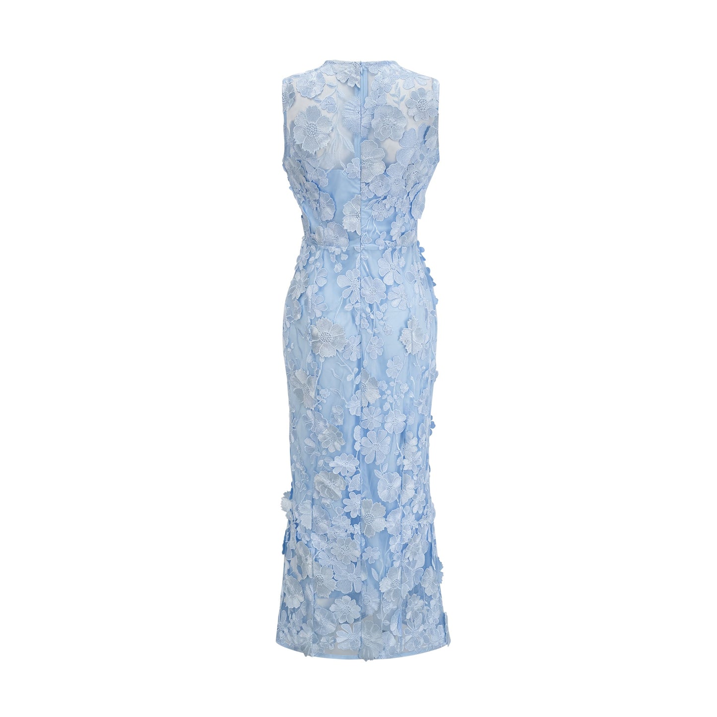 Herta blue floral-appliqué midi dress