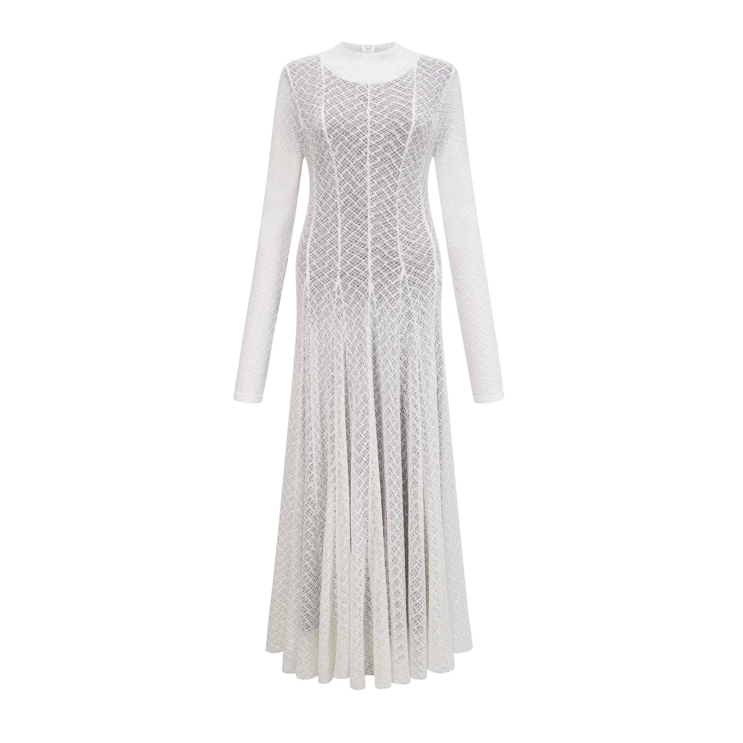 Athena wavy-pattern lace maxi dress in White