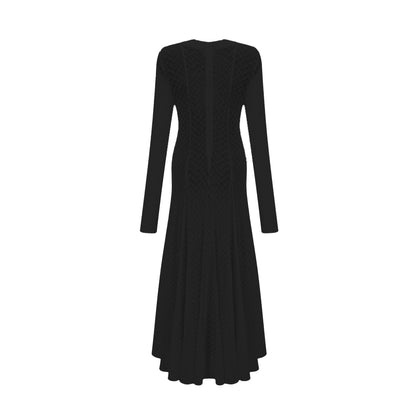 Athena wavy-pattern lace maxi dress in Black