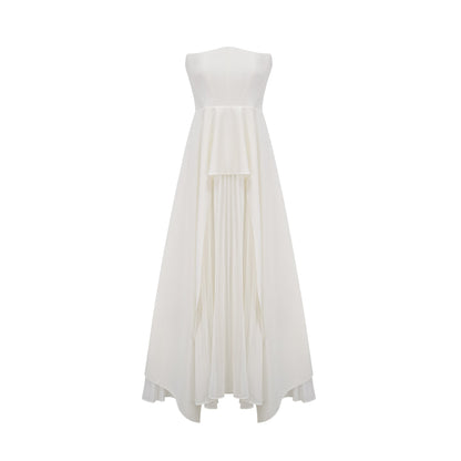 Vanessa white pleated off-shoulder maxi dress