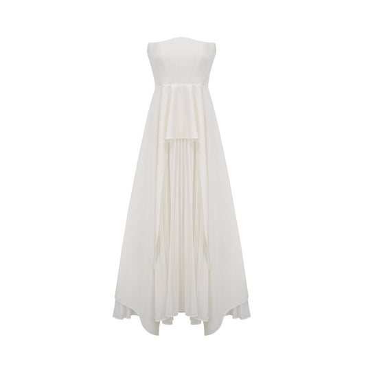Vanessa white pleated off-shoulder maxi dress