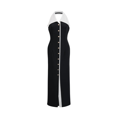Alessandra color-blocked fitted maxi dress