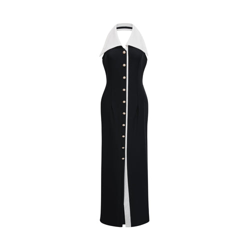 Alessandra color-blocked fitted maxi dress