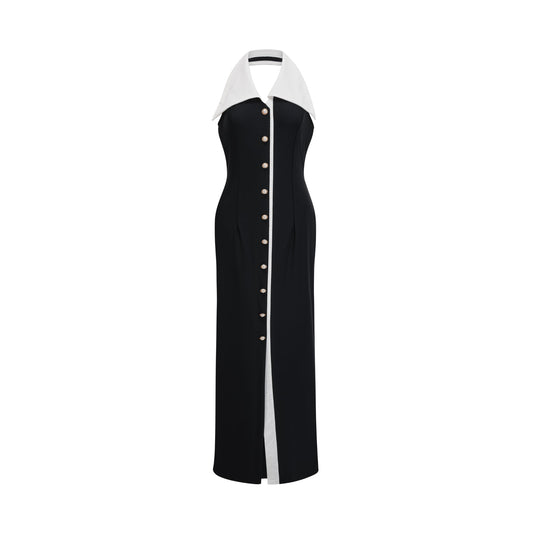 Alessandra color-blocked fitted maxi dress