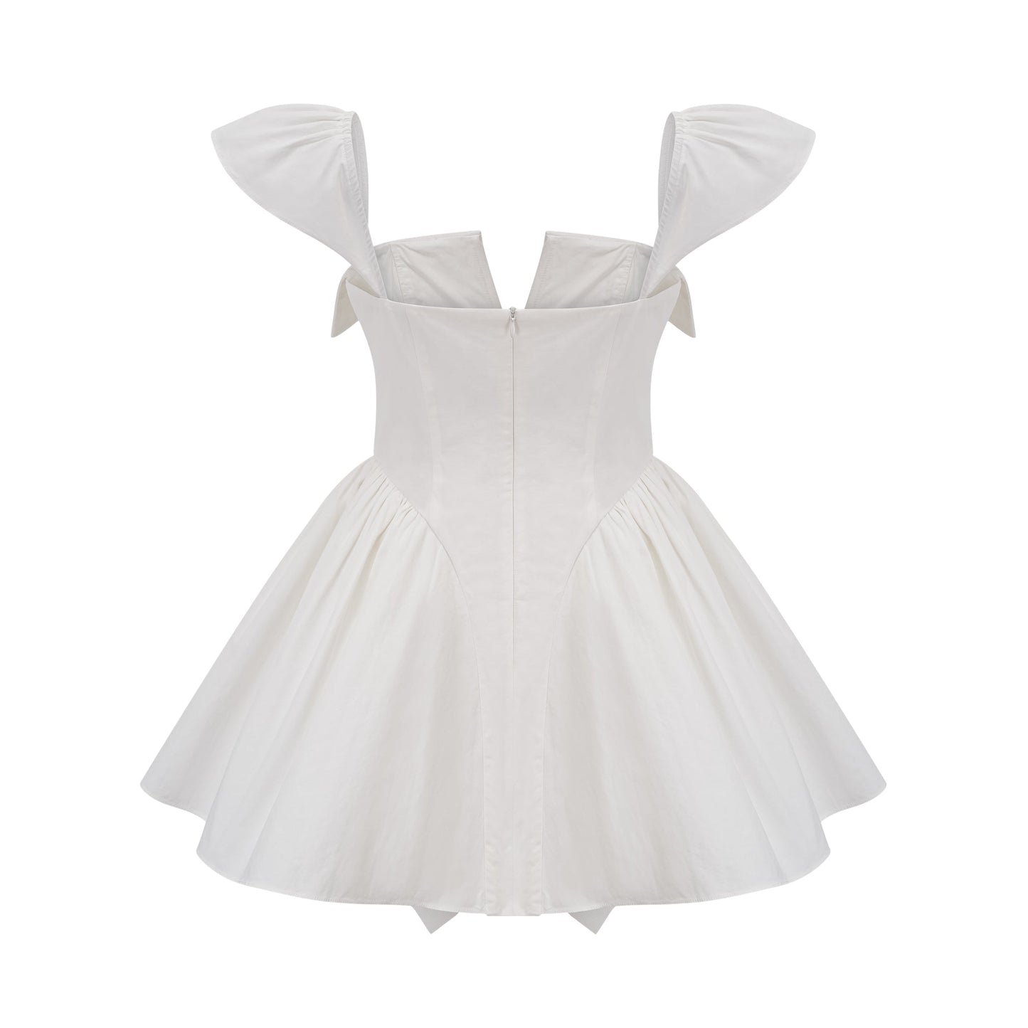 Julie white folded-neck bonded sleeveless mini dress
