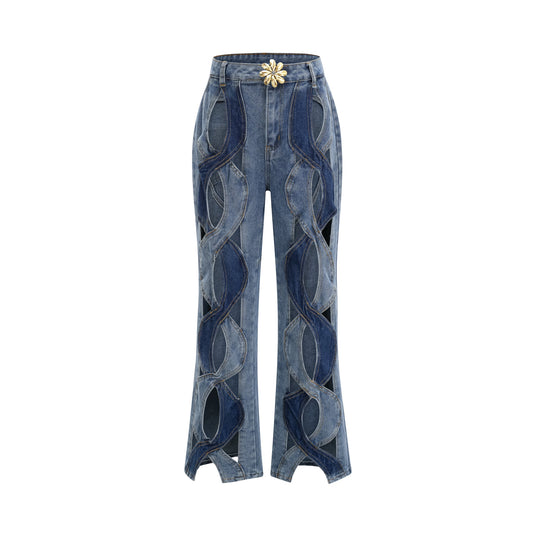 Blanche high-waist cut-out jeans