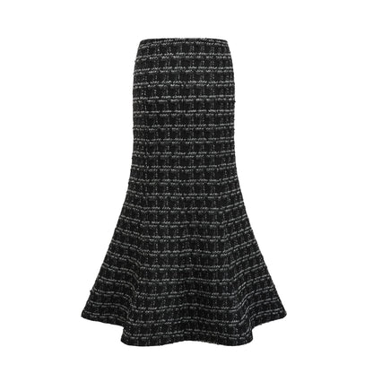 Axelle black checked tweed vest top & skirt matching set