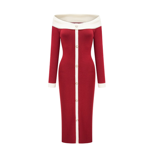 Soline off-shoulder knit midi dress