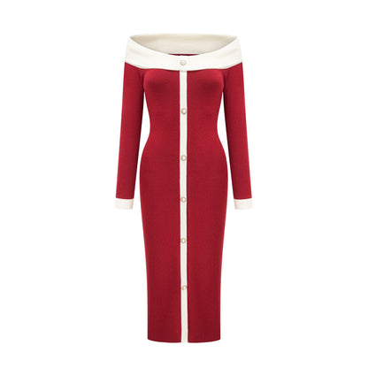 Soline off-shoulder knit midi dress