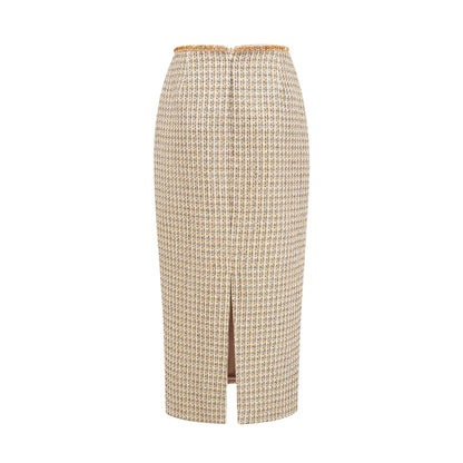 Aëlle gold tweed sequin jacket & skirt matching set