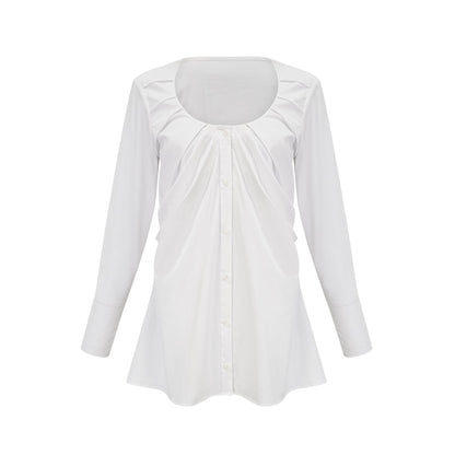 Dina pleat-detail shirt dress