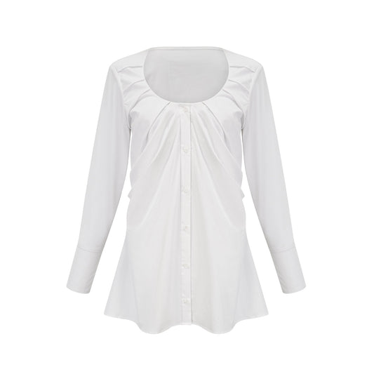 Dina pleat-detail shirt dress
