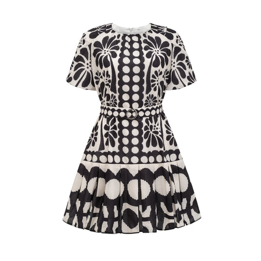 Émeline pattern-print belted mini dress (US Only)