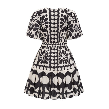Émeline pattern-print belted mini dress (US Only)