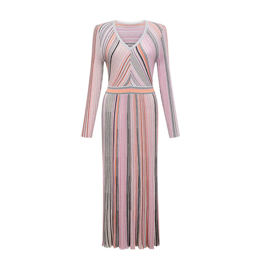 Mathilde metallic pleated midi dress in Pink