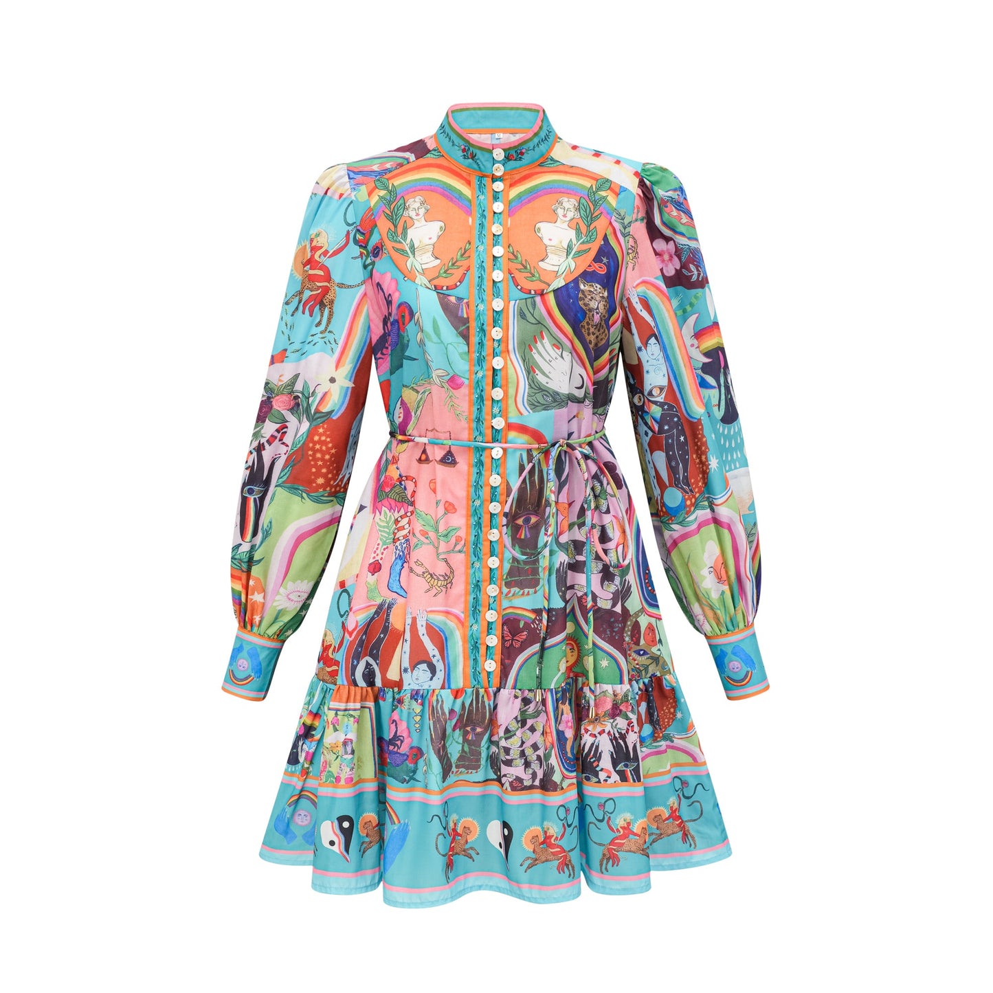 Valérie pattern-print flared mini dress (US Only)