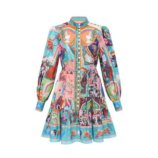 Valérie pattern-print flared mini dress (US Only)